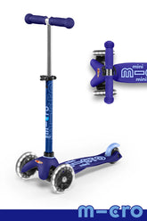Micro Mini Deluxe Led Scooter - Blue White-Ride-On & Scooters-Micro-7630053550431