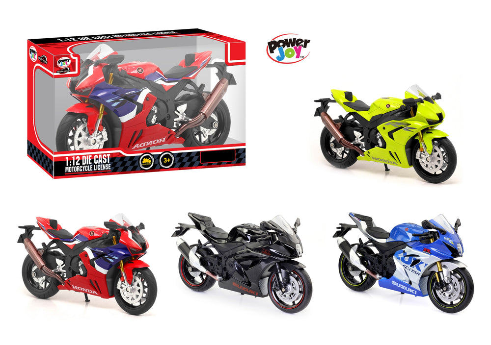 P.Joy Vroom Diecast Moto Licen 1/12 4Ass