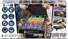 27" (68.5Cm) 2-In-1 Reversible Football (Foosball/Soccer) & Hover Puck Air Hockey Table Neon Version-BOARD GAMES-Merchant Ambassador-4897049306837