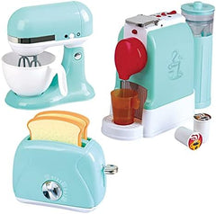 PLAYGO BREAKFAST KITCHEN APPLIANCE TRIO - BLUE (PERFECT BREW COFFEE MACHINE B/O, MY MIXER B/O, MY TOASTER - 3 PCS) *
