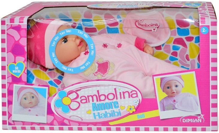 Bambolina 40Cm Doll With Bib With Arabic 50 Words by Bambolina for kids - dolls
