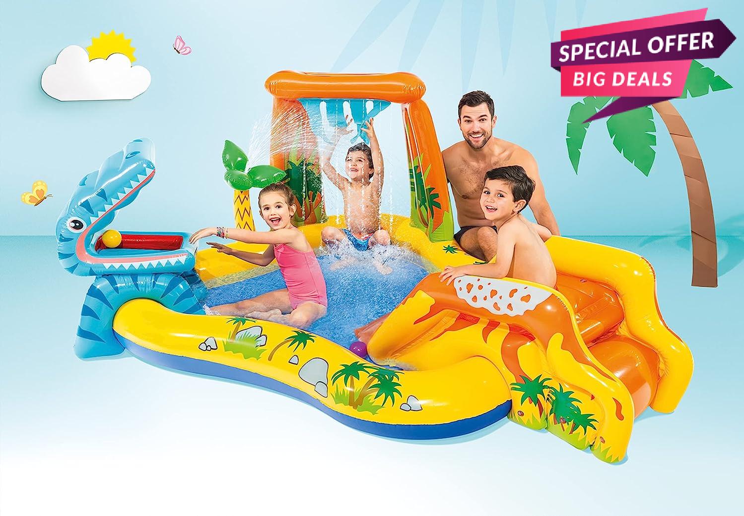 Intex Children'S Dinosaur Paddling Pool & Play Centre | Intex Paddling Pool-INTEX