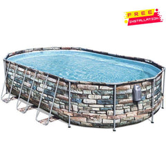 Bestway 56719 20Ft Power Steel Comfort Jet Oval Pool 610X366X122Cm-Bestway