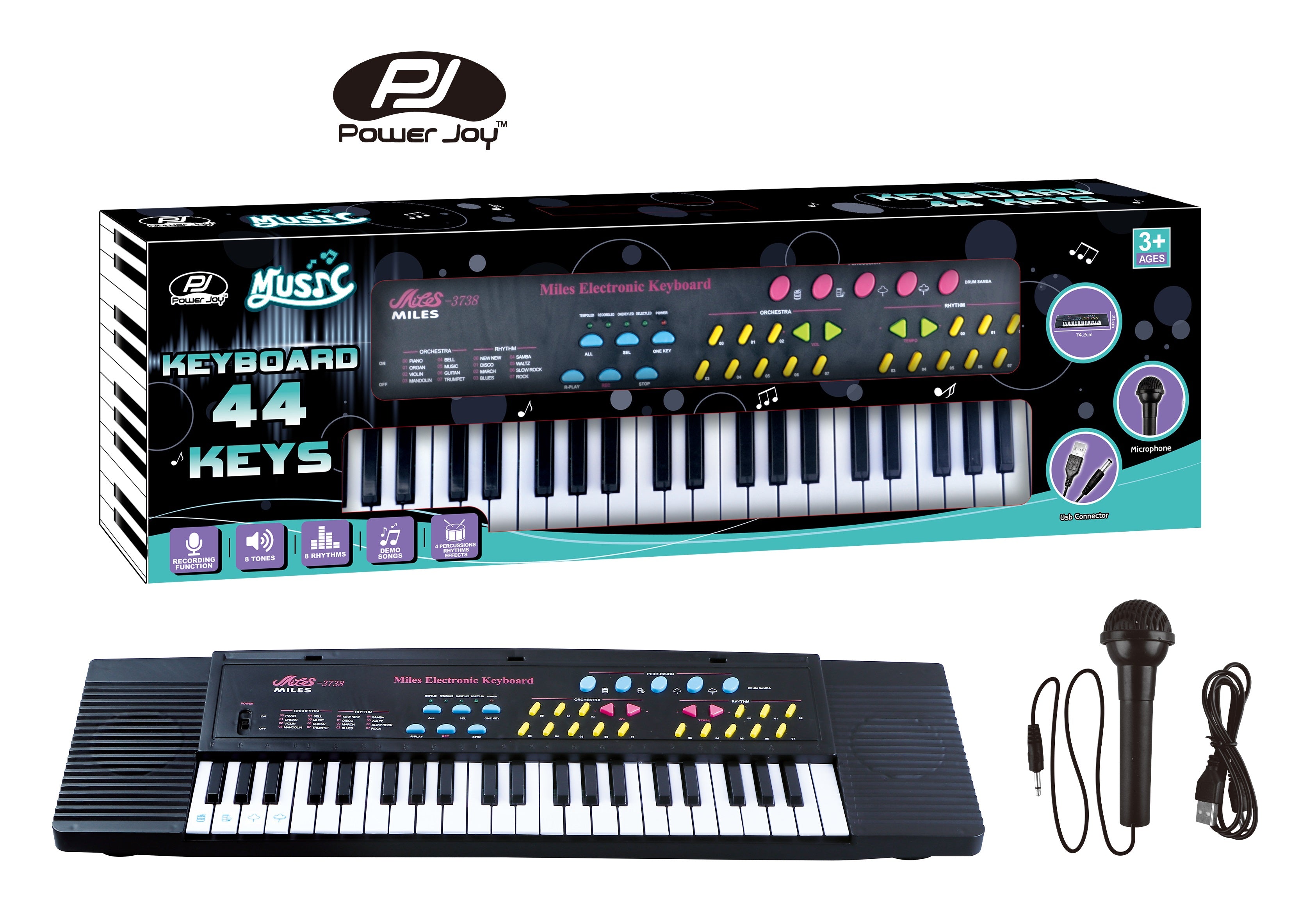 P.Joy Music Keyboard 44Keys With Mic B/O