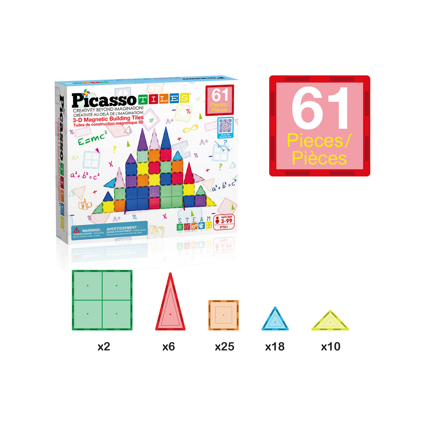 Picasso Magnetic 3D Blocks 61Pcs-Games & Puzzles-PICASO-817338022396