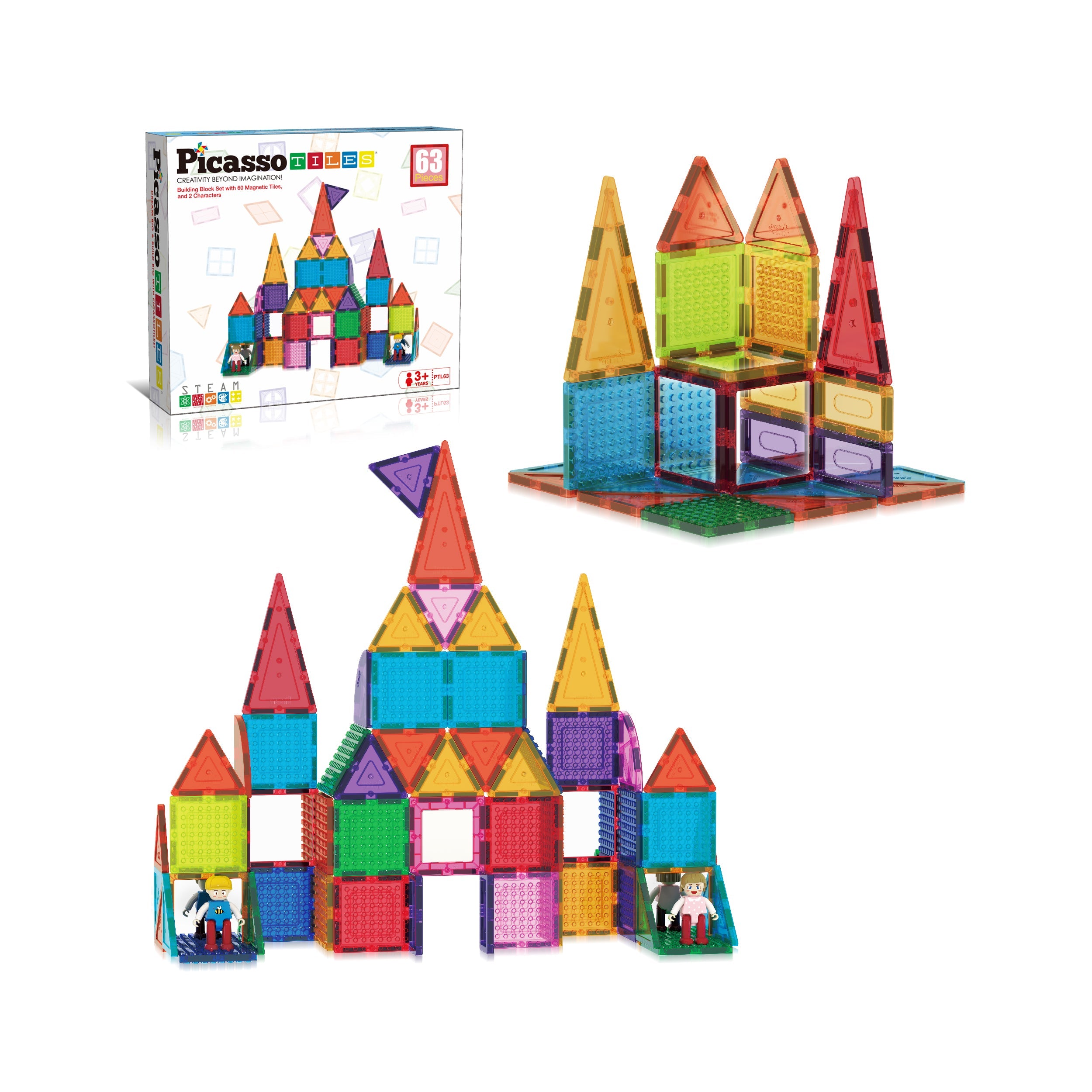 Picasso Magnetic Bricks+Tiles 63Pcs-Games & Puzzles-PICASO-817338026936