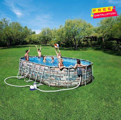Bestway 56719 20Ft Power Steel Comfort Jet Oval Pool 610X366X122Cm-Bestway