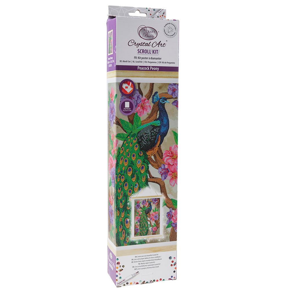Peacock Peony, 35X45Cm Crystal Art Scroll by Crystal Art for kids - educational