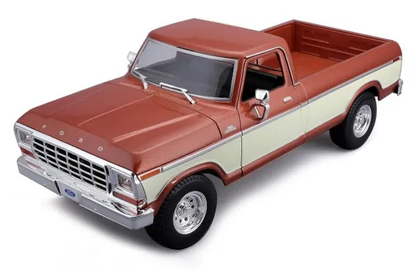 1:20 1979 FORD F150 PICK-UP MET BROWN/CREAM by Maisto for kids - toys
