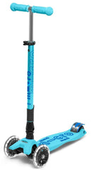 Maxi Micro Deluxe Foldable Bright Blue Led-Ride-On & Scooters-Micro-7630053530136