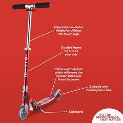 Micro Scooter Sprite( Stripe Red)-Ride-On & Scooters-Micro-7640170574753