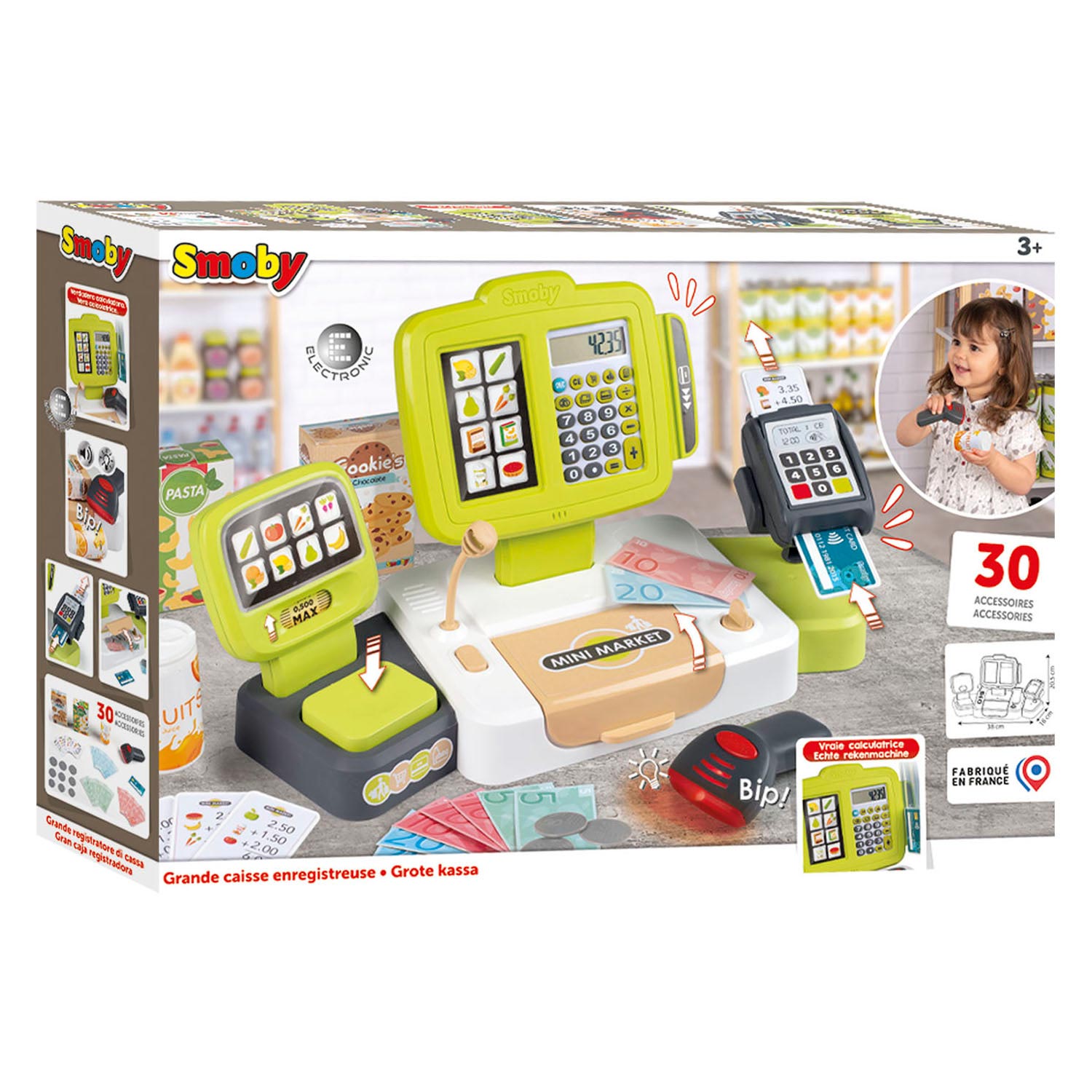 Smoby Toy Cash Register For Kids Shop Til, Multi, One Size 350114-SMOBY-3032163501145