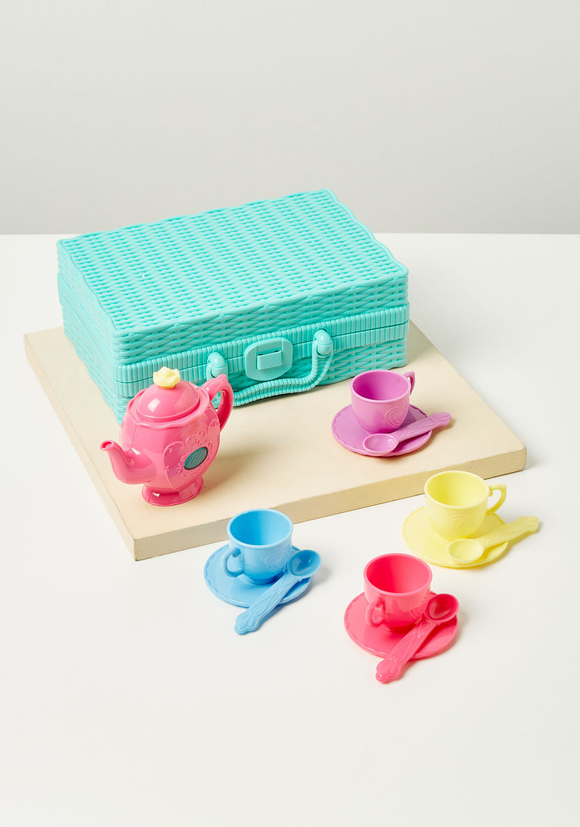 PLAYGO MUSICAL TEA SET BASKET B/O *