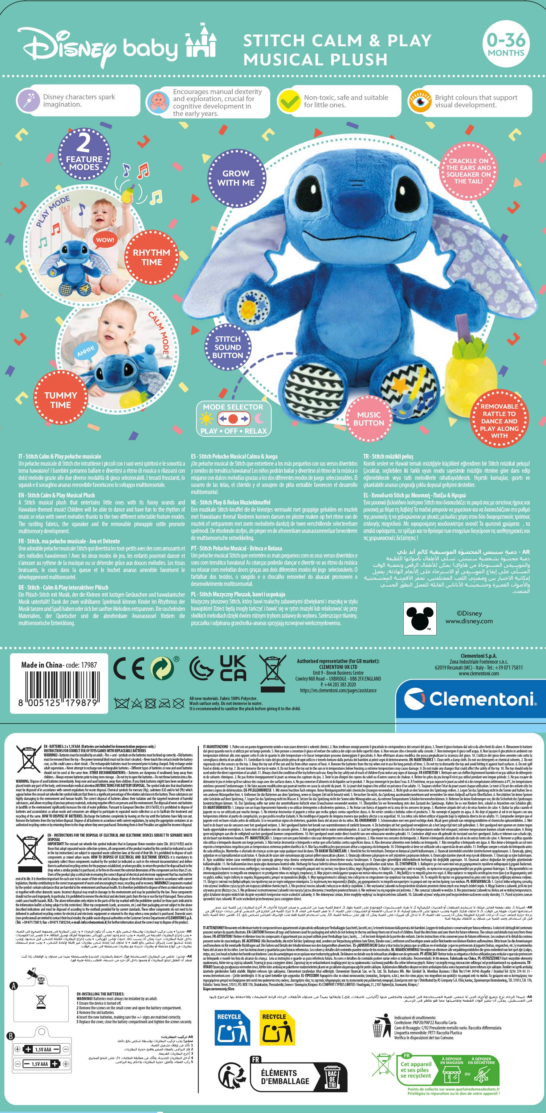 DISNEY BABY STITCH CALM&PLAY B/O