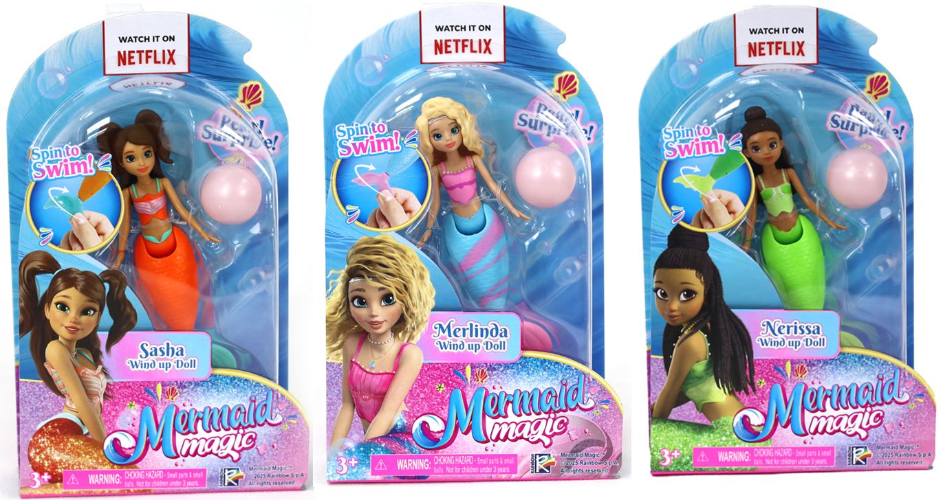 MERMAID MAGIC WINDUP DOLL 5 3ASST