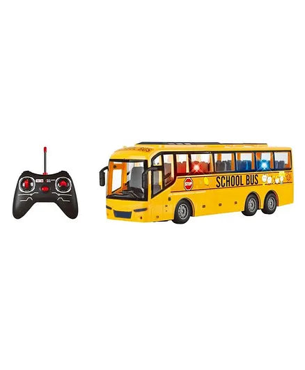 P.Joy Rc School Bus W/ Lights Bpc Red & yellow-Cars & Vehicles-P.JOY-
