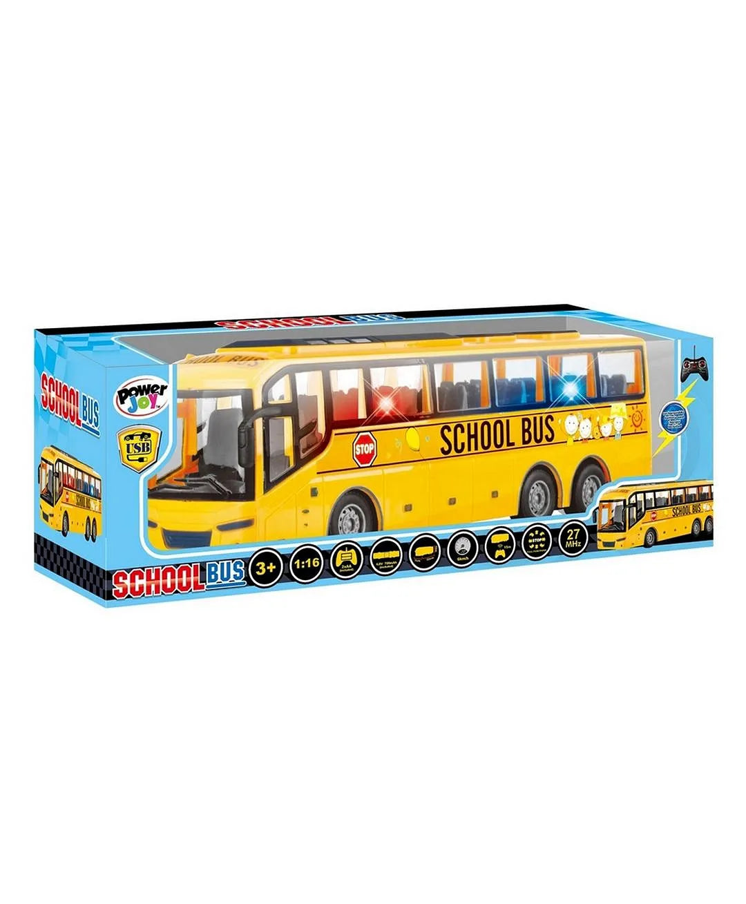 P.Joy Rc School Bus W/ Lights Bpc Red & yellow-Cars & Vehicles-P.JOY-