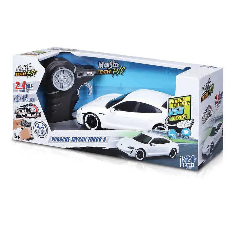 1:24 RC Premium  - Porsche Taycan Turbo S - 2.4 GHz (USB rechargeable) 35M control range, 45 Min charge time, pistol controller