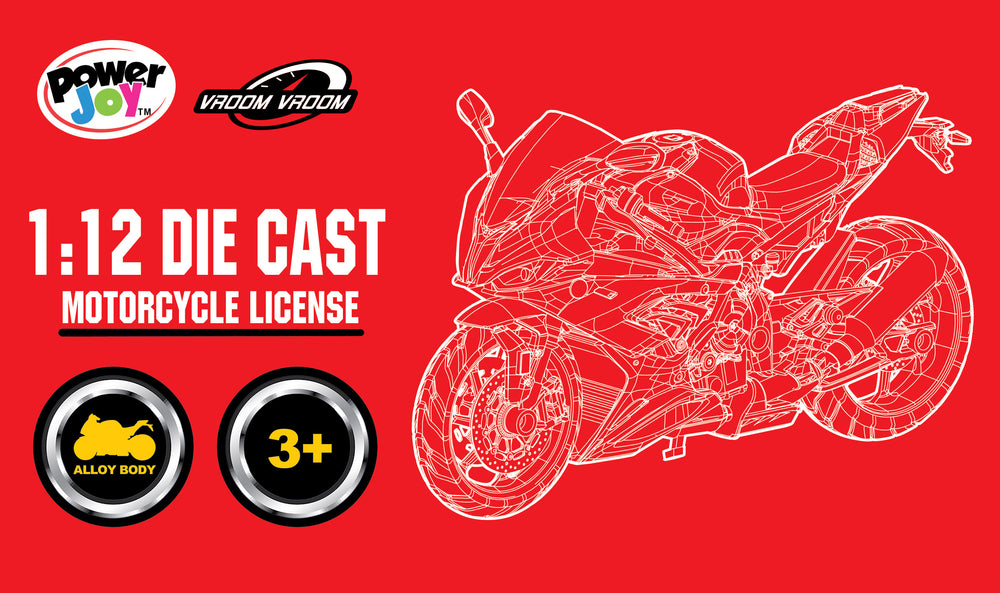 P.Joy Vroom Diecast Moto Licen 1/12 4Ass
