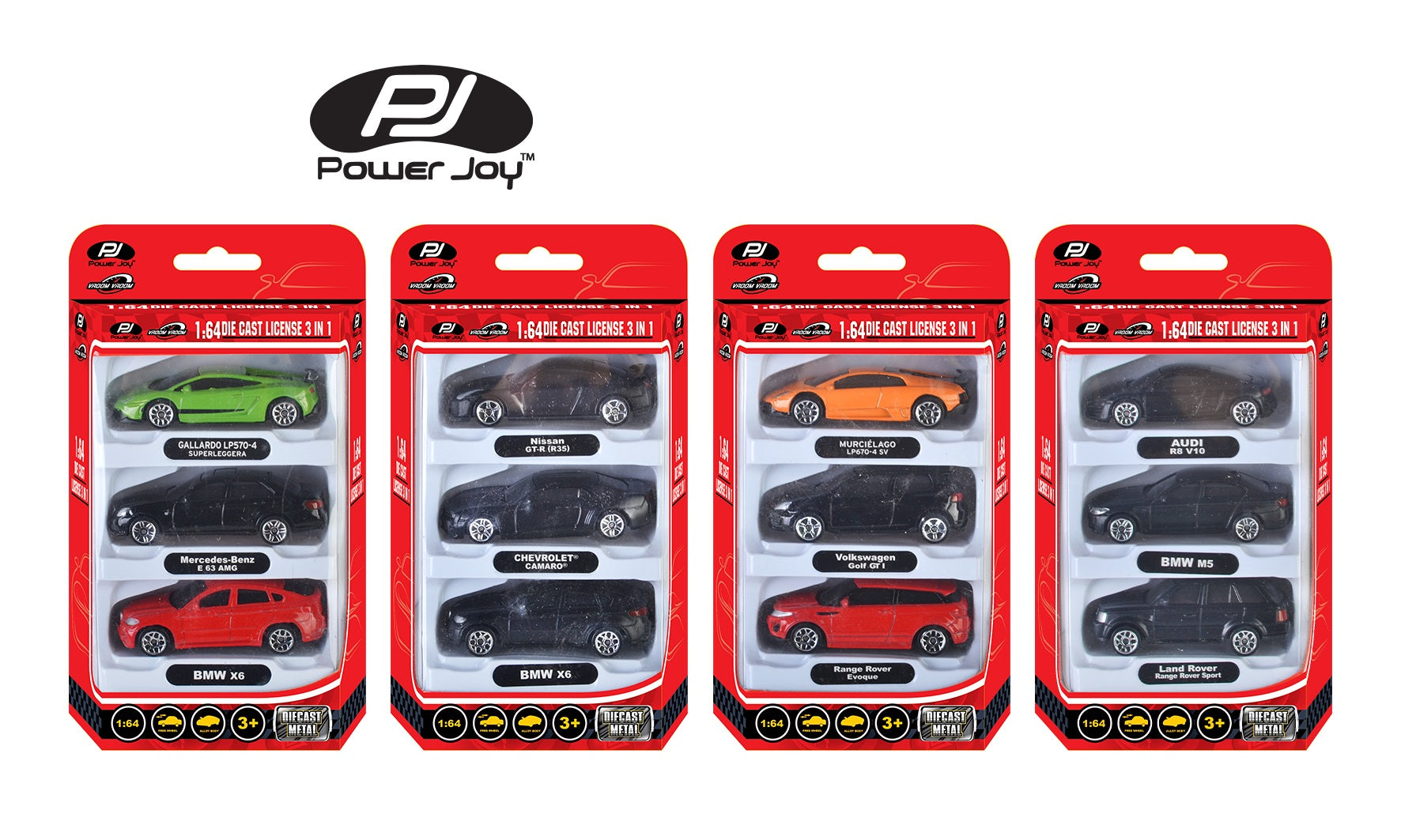 P.Joy V.Vroom Diecast Unif Lice 3Pc 1/64