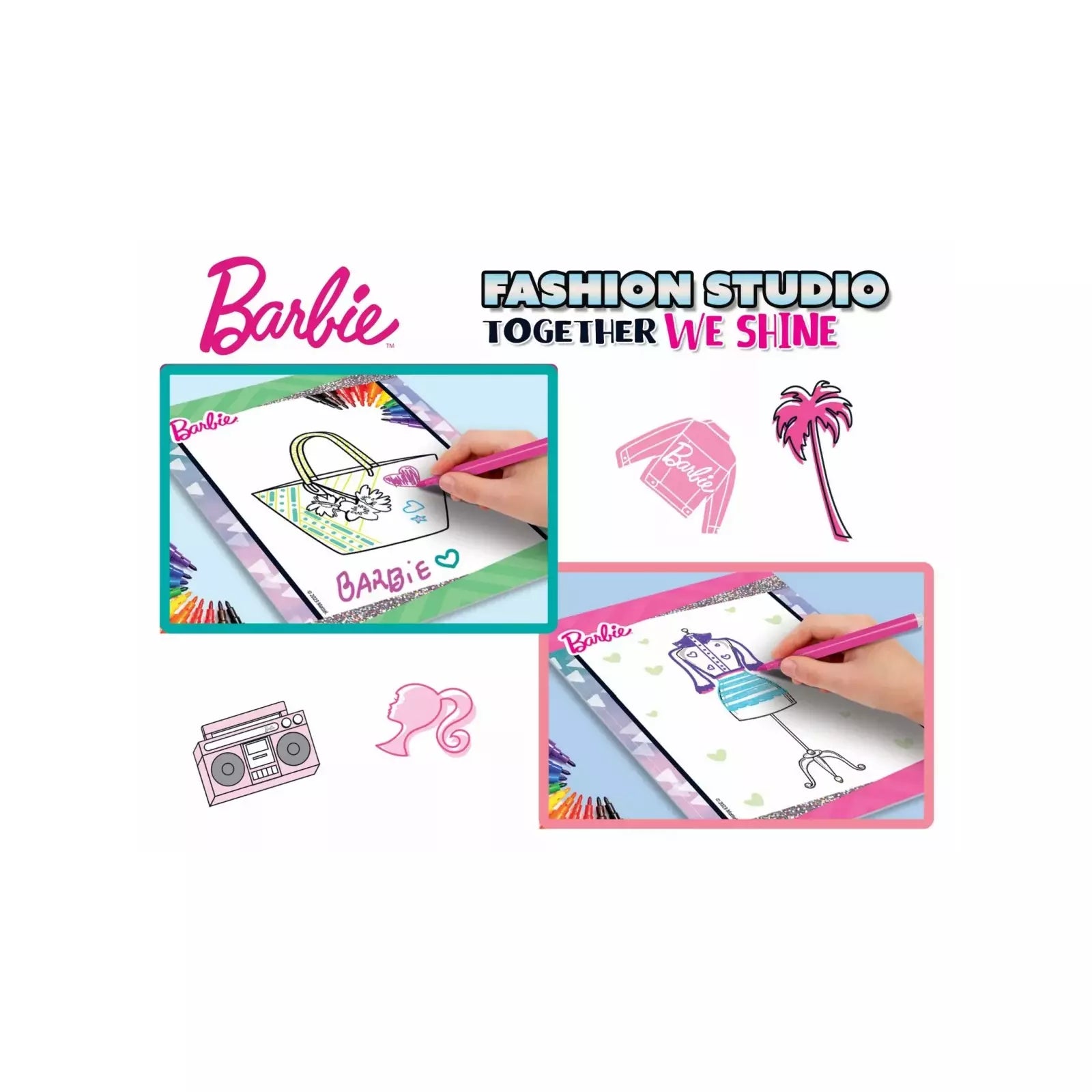 BARBIE SKETCHBOOK TOGETHER WE SHINE - FASHION STUDIO IN DISPLAY