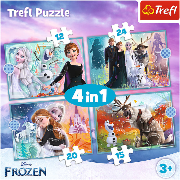 Puzzles - "4in1 (12, 15, 20, 24)" - The amazing world of Frozen / Disney Frozen 2