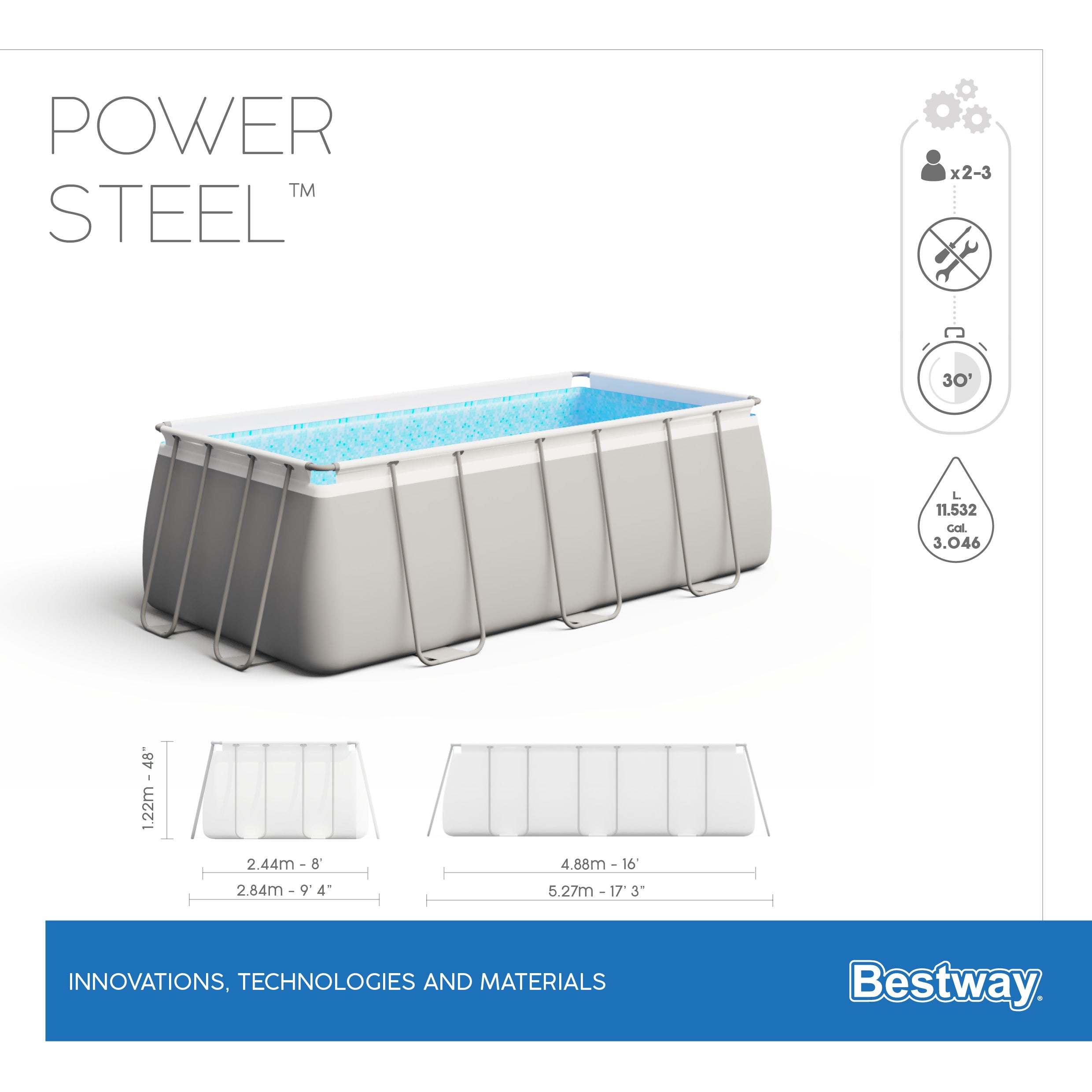 Bestway Poolset Powrsteel 488X244X122Cm T.S
