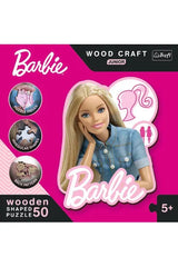 Puzzles - "50 Wood Craft Junior" - Beautiful Barbie / Mattel, Barbie_FSC Mix 70%