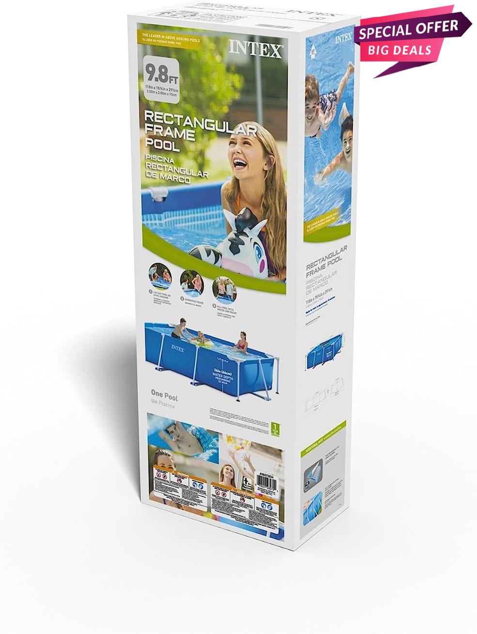 Blue Rectangular Frame Pool 3834 Liters-INTEX