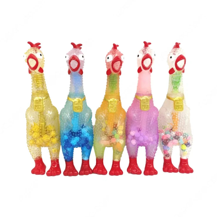 Animolds Squeeze Me Clear Chicken 
Original design, unique see-through skin,  shake to see colorful cotton balls  move inside, both funny and fancy!