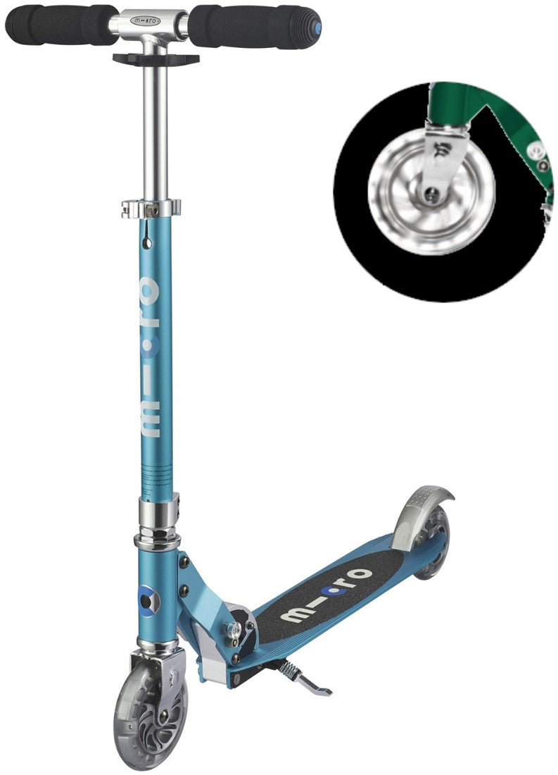Micro Sprite Ocean Blue Led-Ride-On & Scooters-Micro-7630053530075
