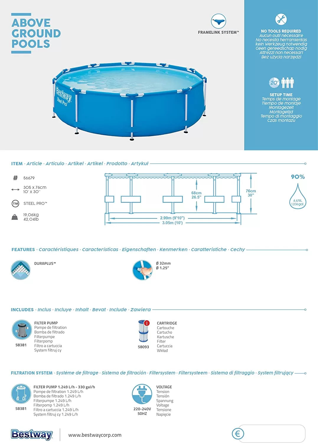 Bestway Poolset Steelpro 305X76Cm C.4-SWIMMING POOL-Bestway-