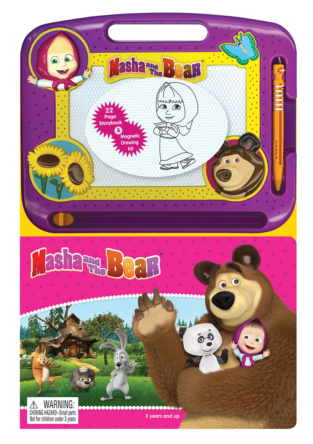 Phidal - Masha & The Bear Learning Series - Learn To Write With Magnetic Drawing Pad, Doodle Pad For Kids And Children Learning Fun Board Book-Phidal