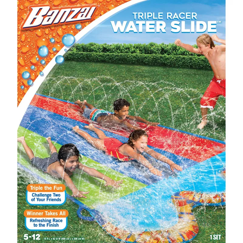 Triple Racer Water Slide - 16Ft(L) by BANZAI for kids - toys