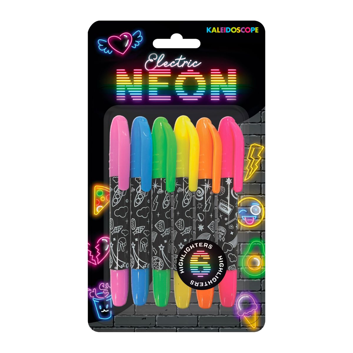 Kaleidoscope 6 Electric Neon Markers-Stationery-9354537001636