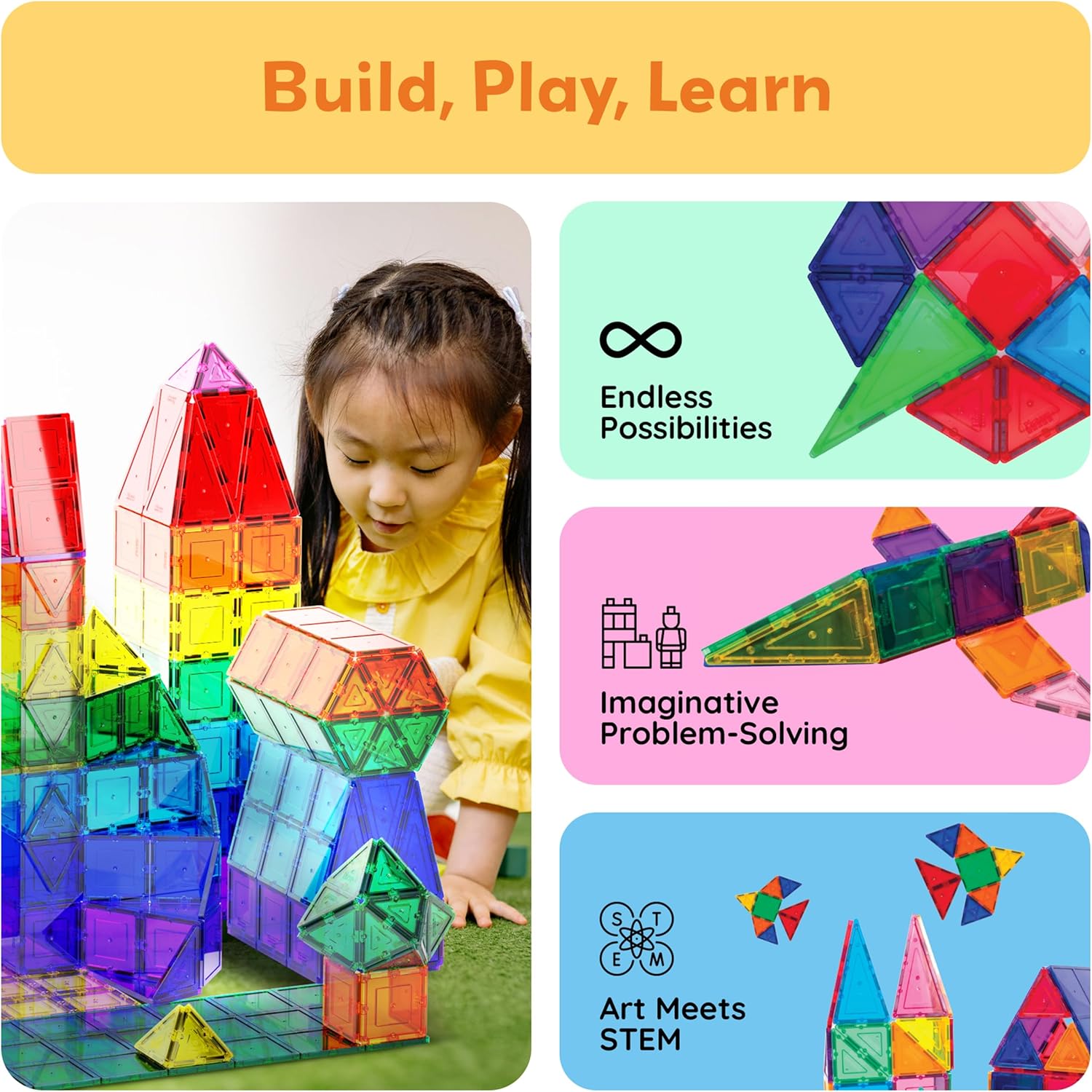 PICASSO MAGNETIC TILES BLDG BLOCKS 60PCS