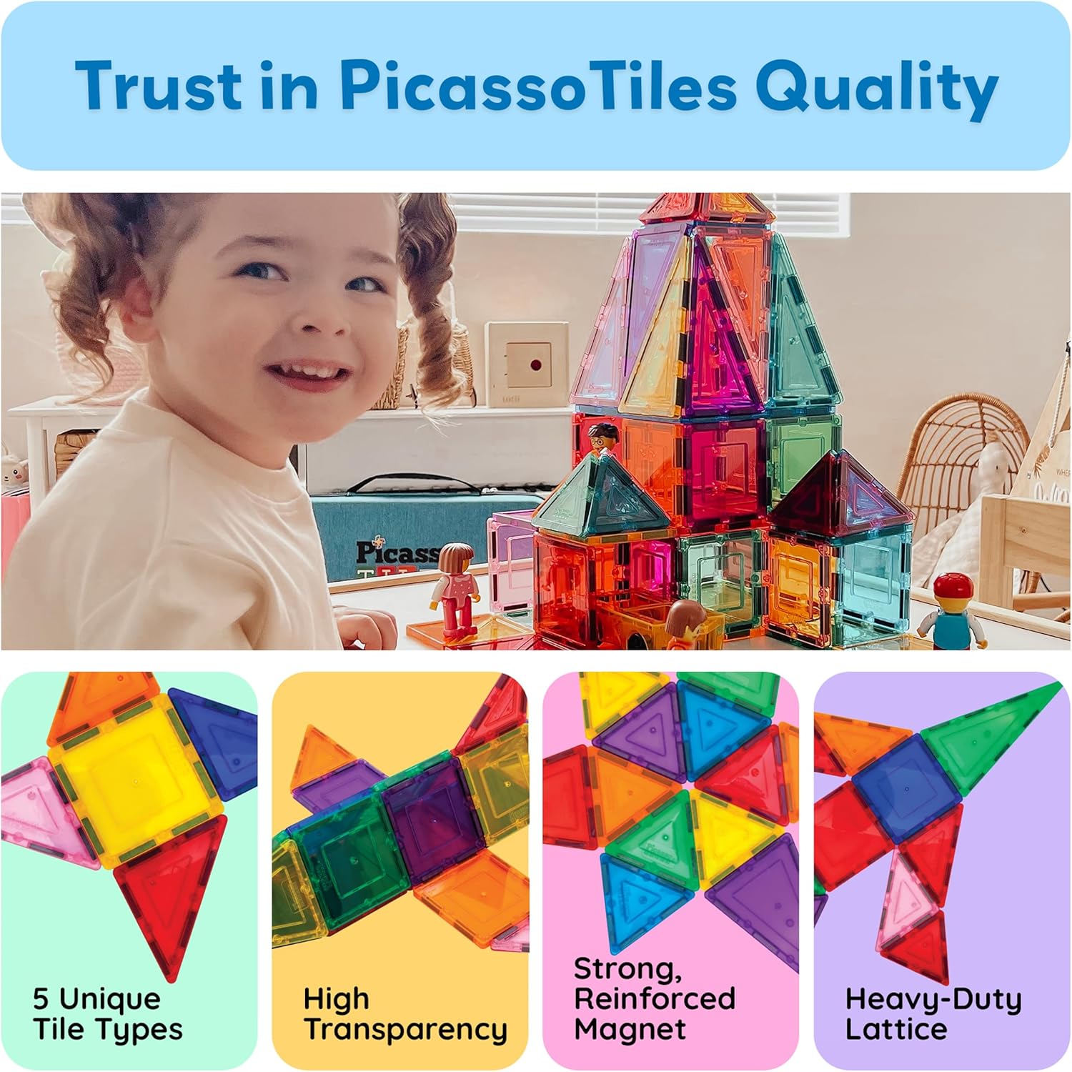 PICASSO MAGNETIC TILES BLDG BLOCKS 60PCS