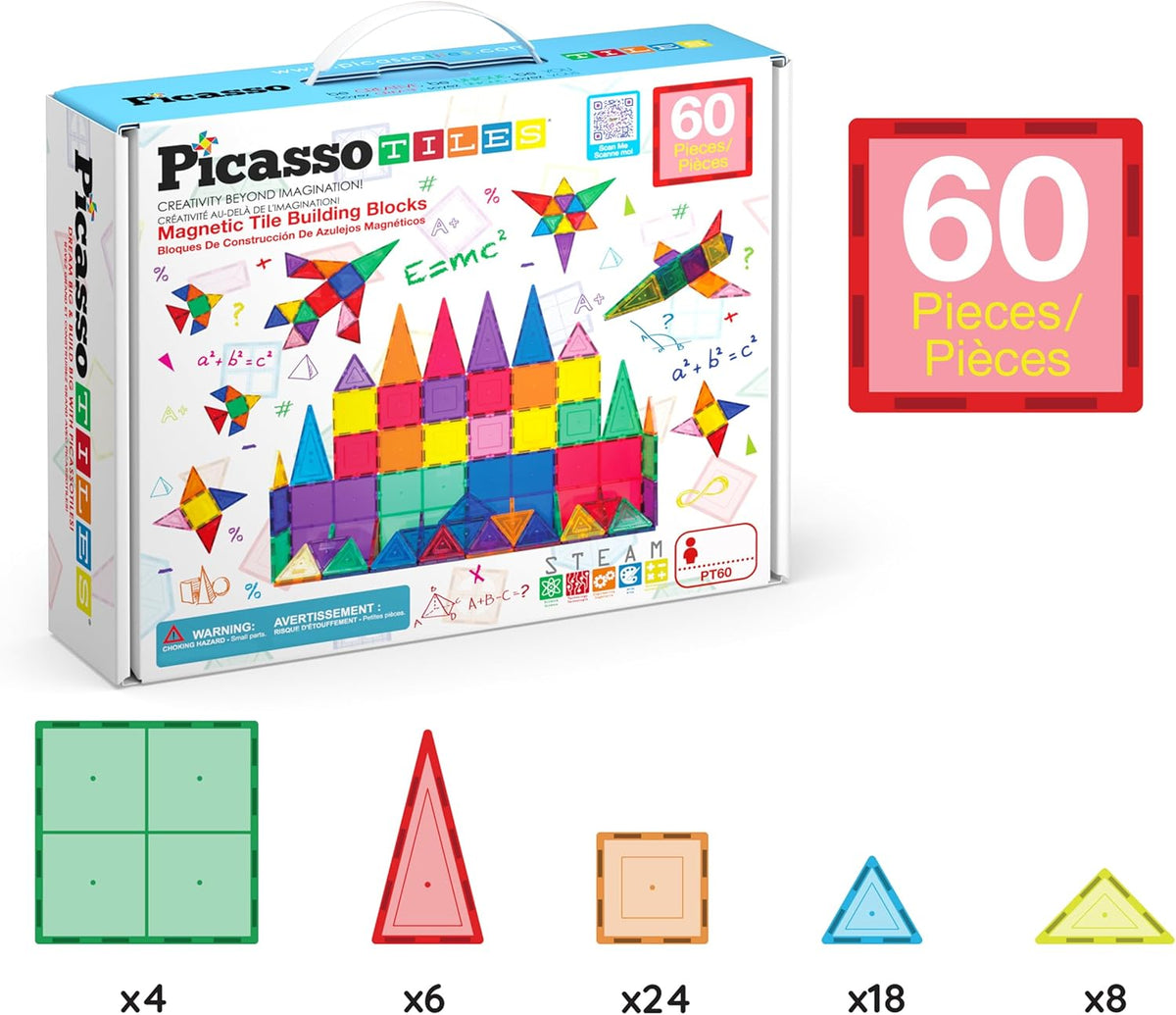 PICASSO MAGNETIC TILES BLDG BLOCKS 60PCS