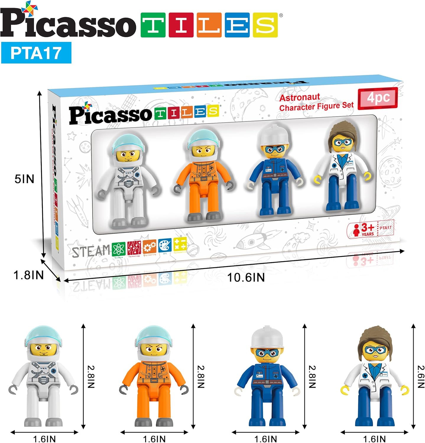 PICASSO MAGNETIC ASTRONAUT FIGURES 4PCS