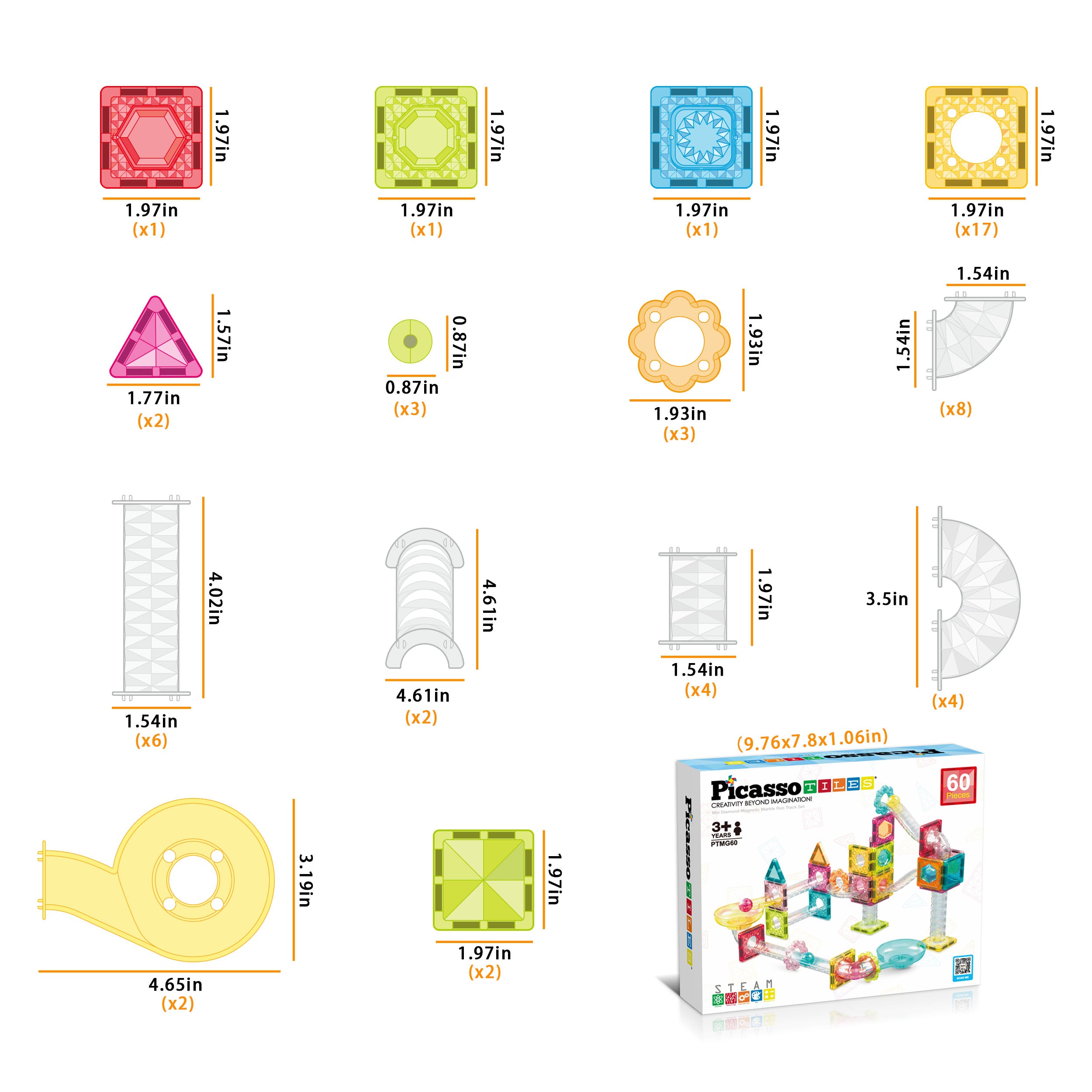 PICASSO MAG. MINI DIAMND RUN TRACK 60PCS