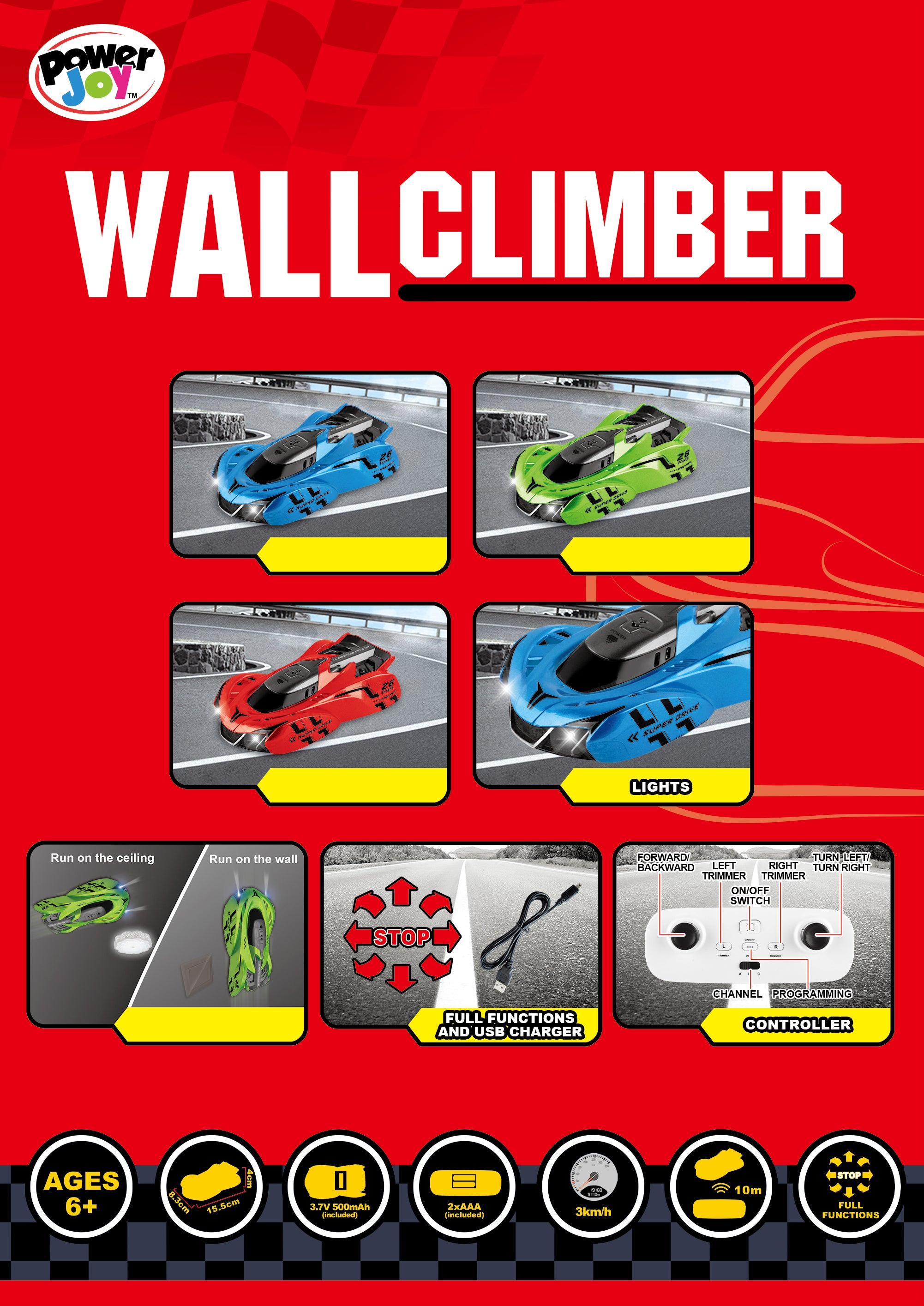 P.JOY I/R WALL CLIMBER W/LIGHT 3ASST BPC