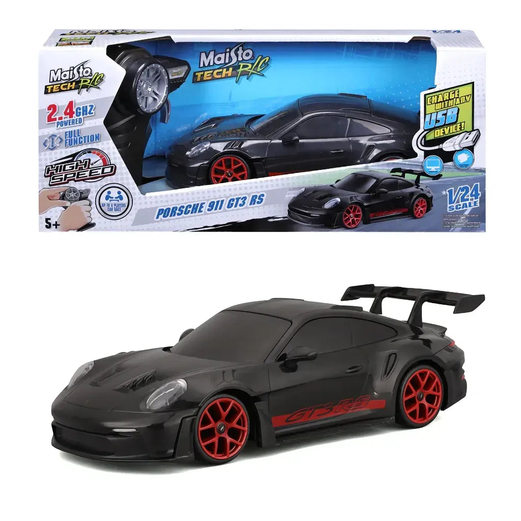 1:24 RC Premium  - Porsche 911 GT3 RS - 2.4 GHz (USB rechargeable) 35M control range, 45 Min charge time, pistol controller