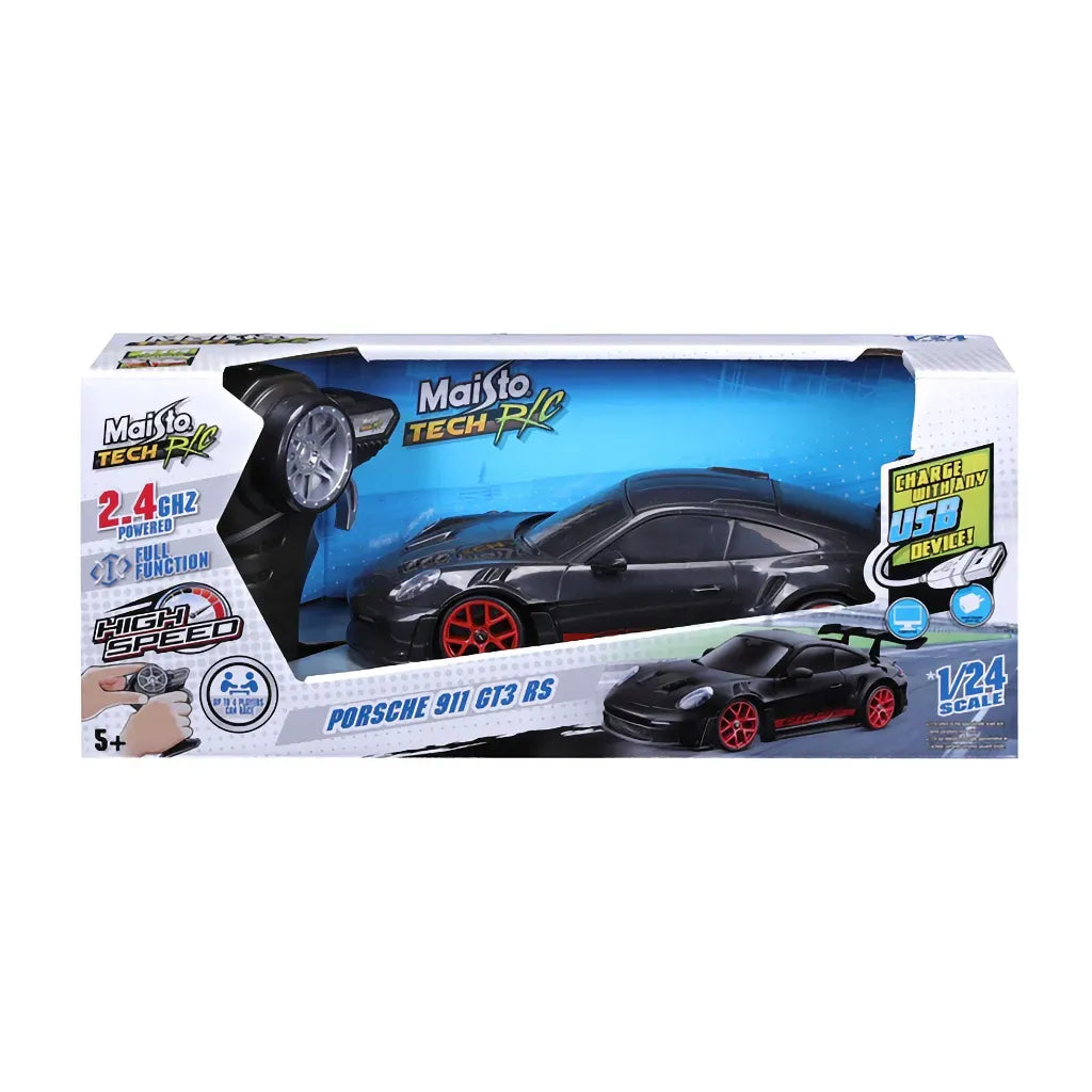 1:24 RC Premium  - Porsche 911 GT3 RS - 2.4 GHz (USB rechargeable) 35M control range, 45 Min charge time, pistol controller