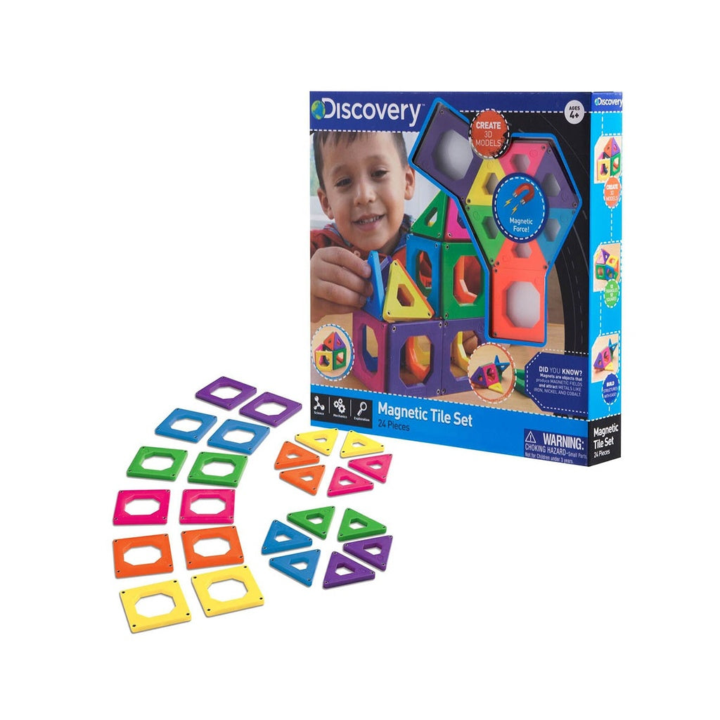 Discovery Mindblown Toy - Magnetic Tiles 24Pcs-DISCOVERY