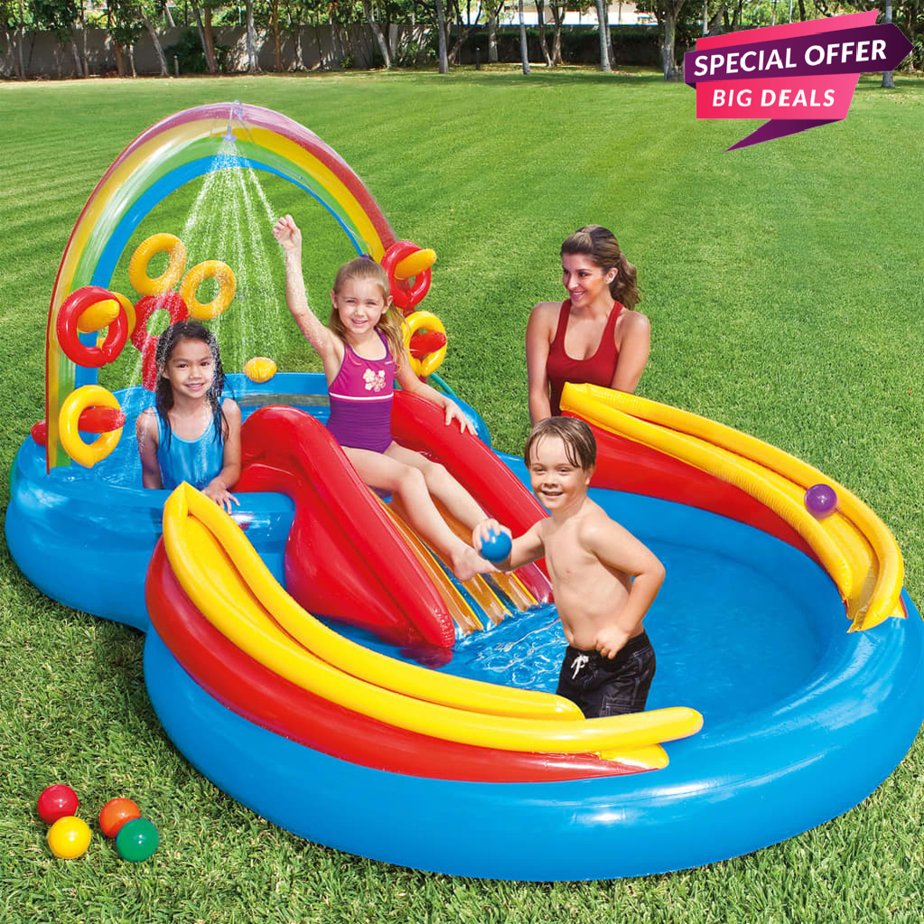 Intex Inflatable Rainbow Ring Play Centre Pool-INTEX