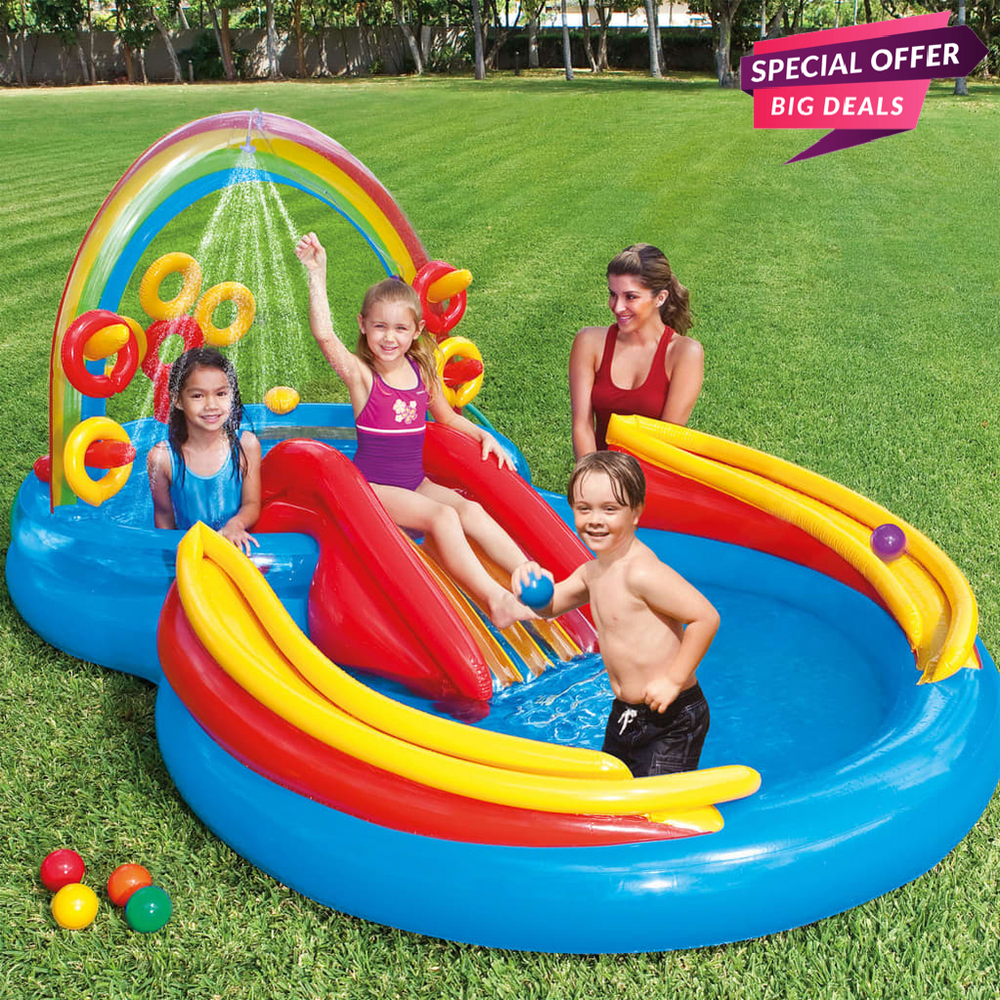 Intex Inflatable Rainbow Ring Play Centre Pool-INTEX