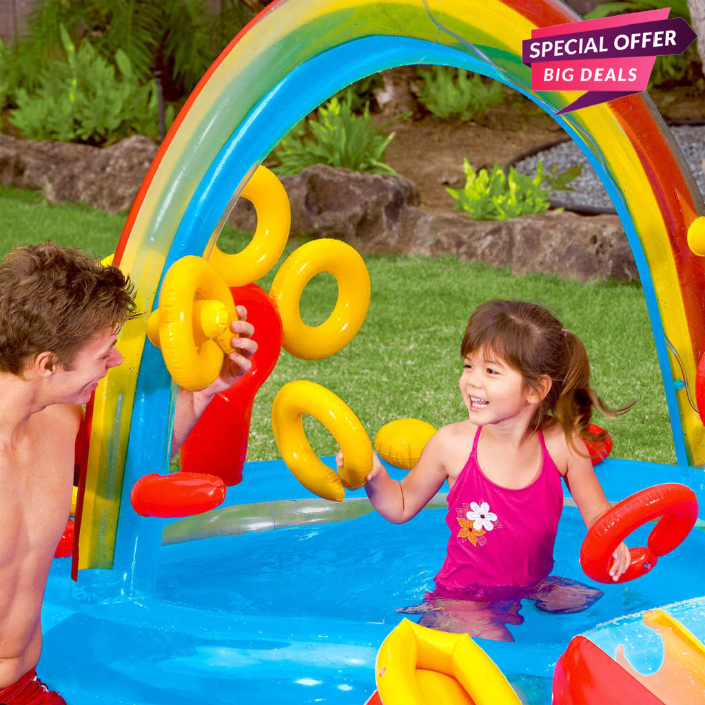 Intex Inflatable Rainbow Ring Play Centre Pool-INTEX