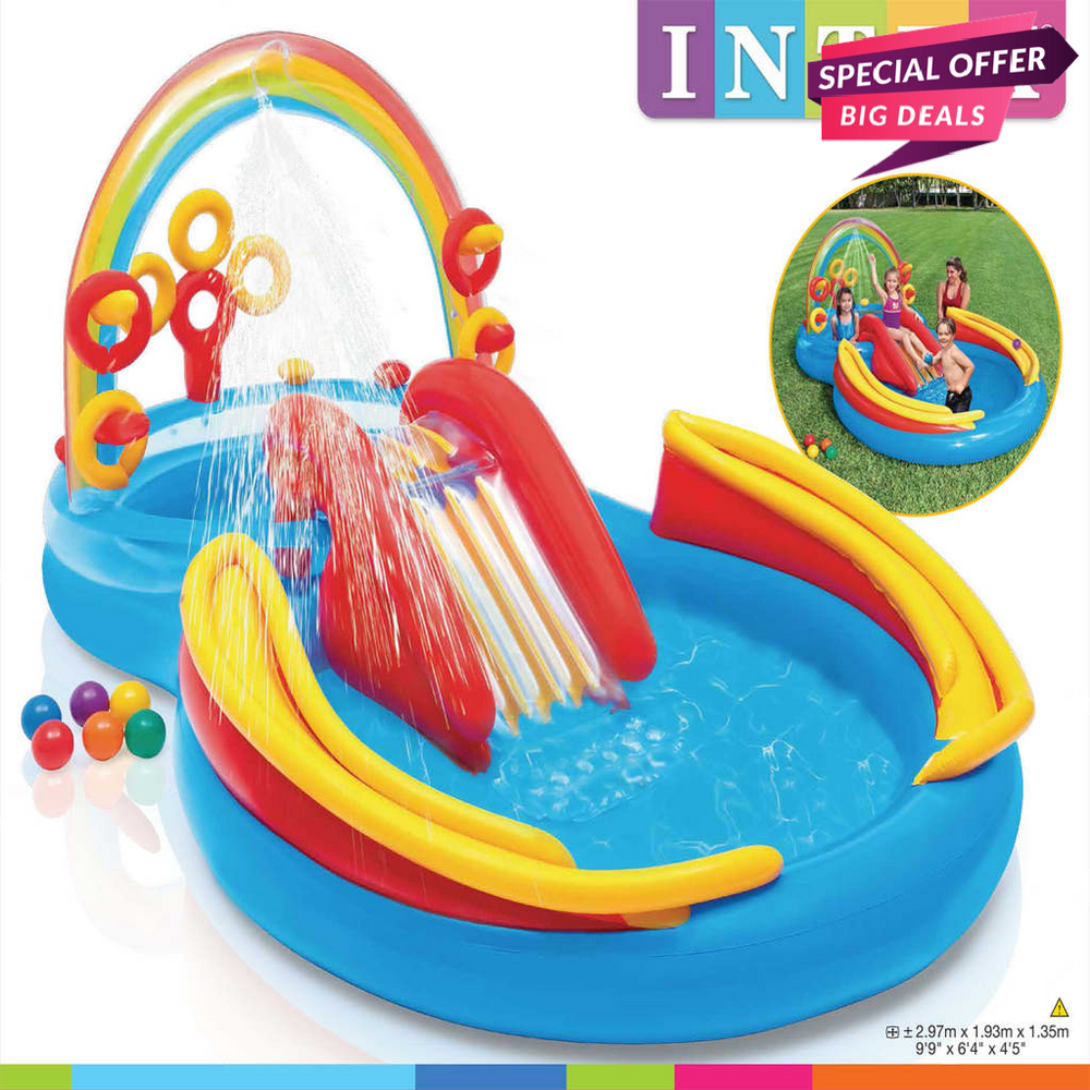 Intex Inflatable Rainbow Ring Play Centre Pool-INTEX