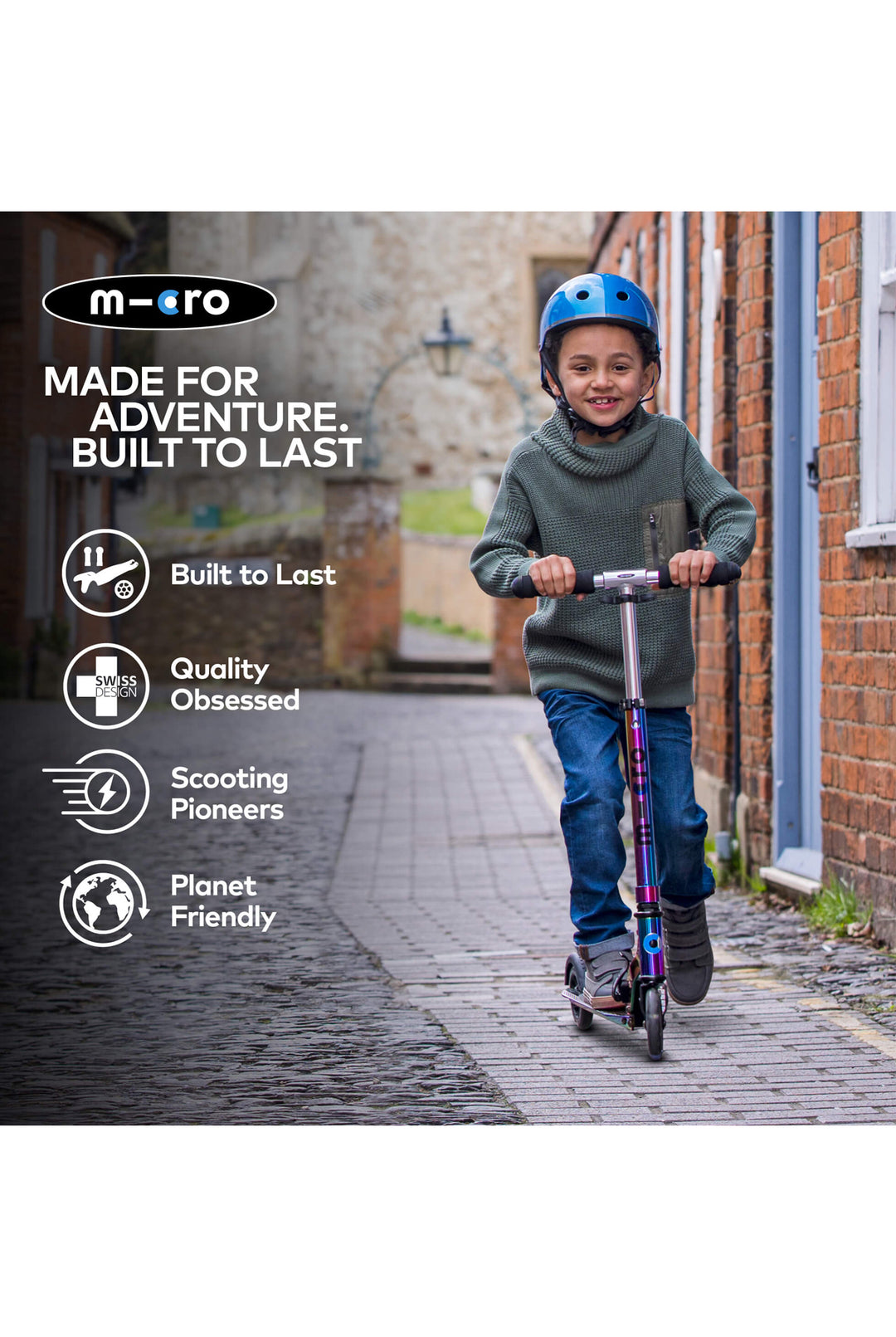 Micro Sprite Blue Stripe Led-Ride-On & Scooters-Micro-7630053530983