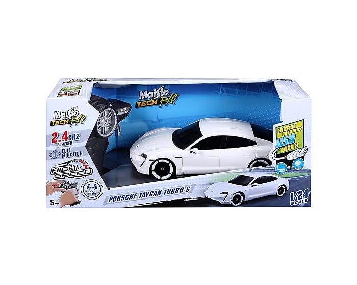 1:24 RC Premium  - Porsche Taycan Turbo S - 2.4 GHz (USB rechargeable) 35M control range, 45 Min charge time, pistol controller